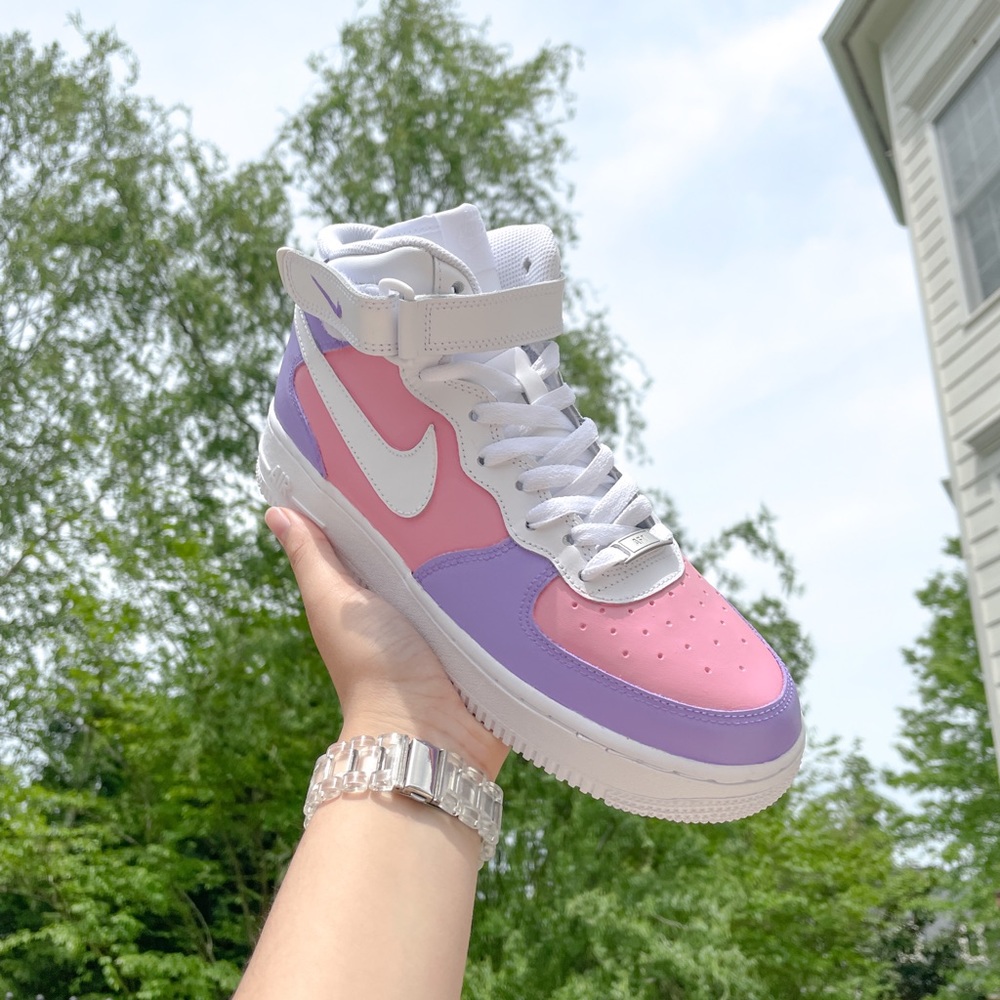 Nike Air Force 1 Pink and Purple Sorbet Custom - Picture 3 of 7